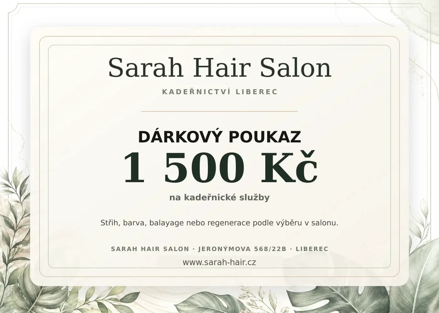 Dárkový poukaz 1 500 Kč